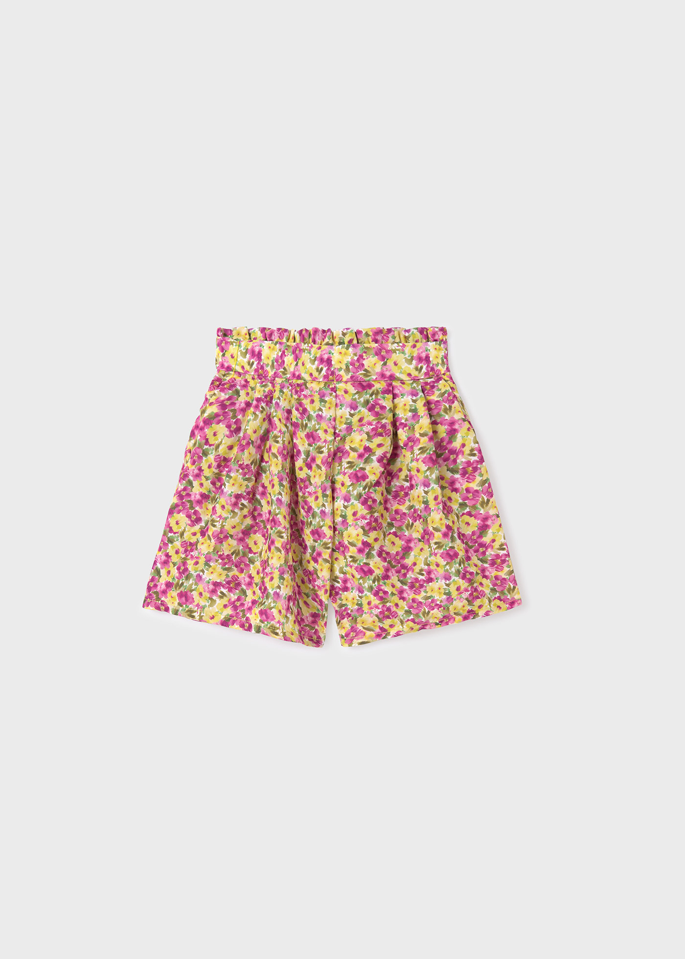 Saia-calça floral para meninas, cor pistache