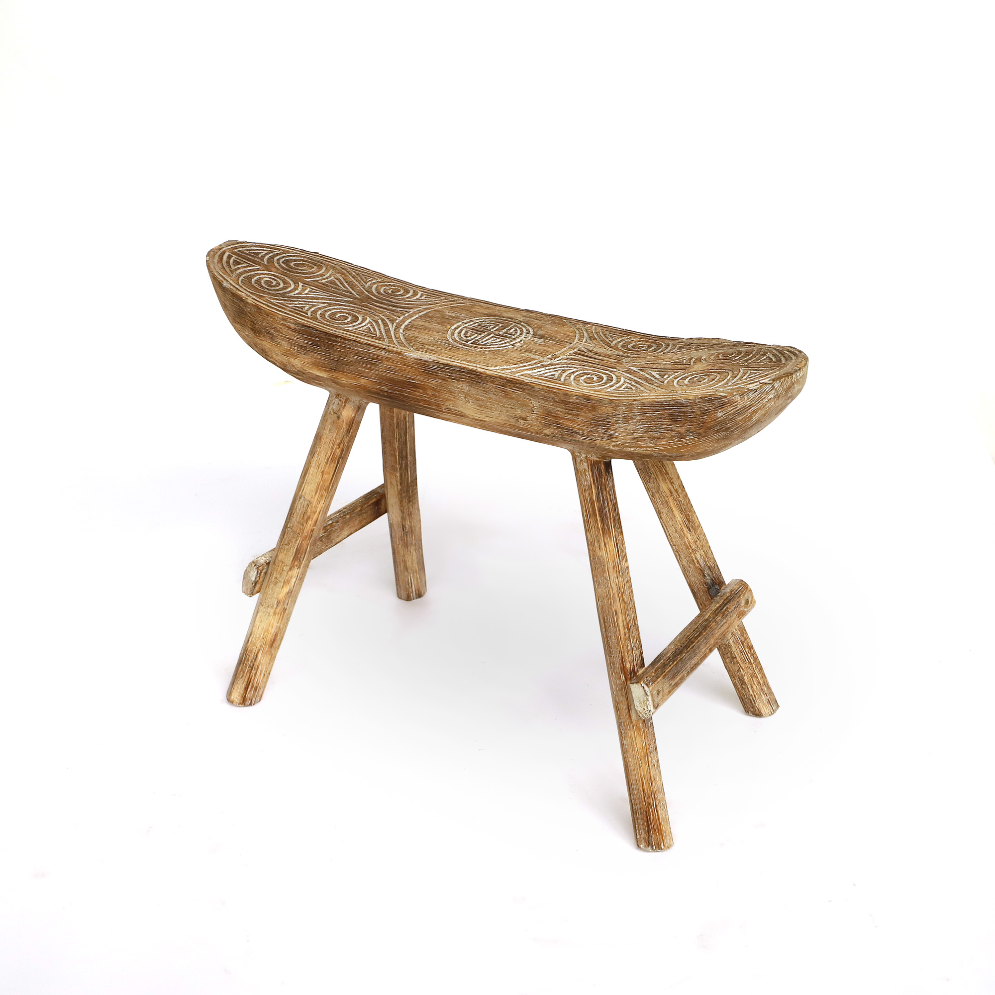 Hocker aus Albesiaholz, H 48 cm, B 66 cm, L 16 cm von fischer's lagerhaus
