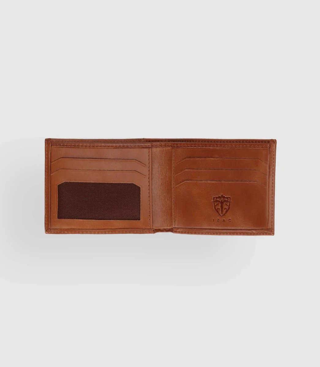 Portefeuille en cuir camel