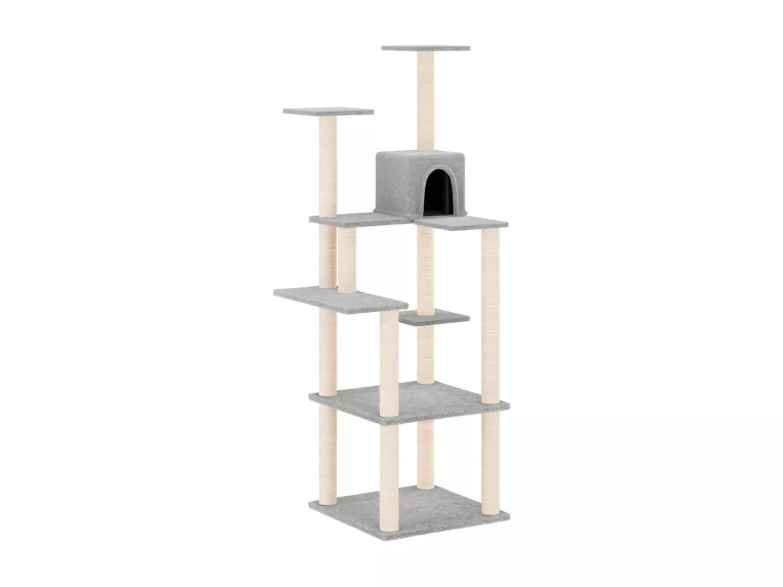 Arbre à chat avec griffoirs en sisal Gris clair 153 cm