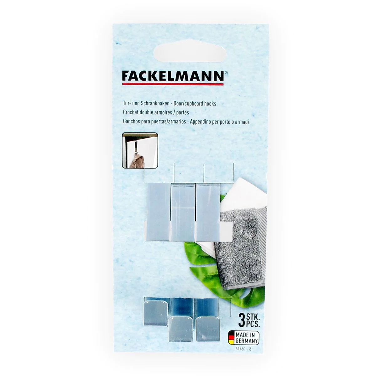 Lot de 3 crochets pour porte et placard Tecno Fackelmann