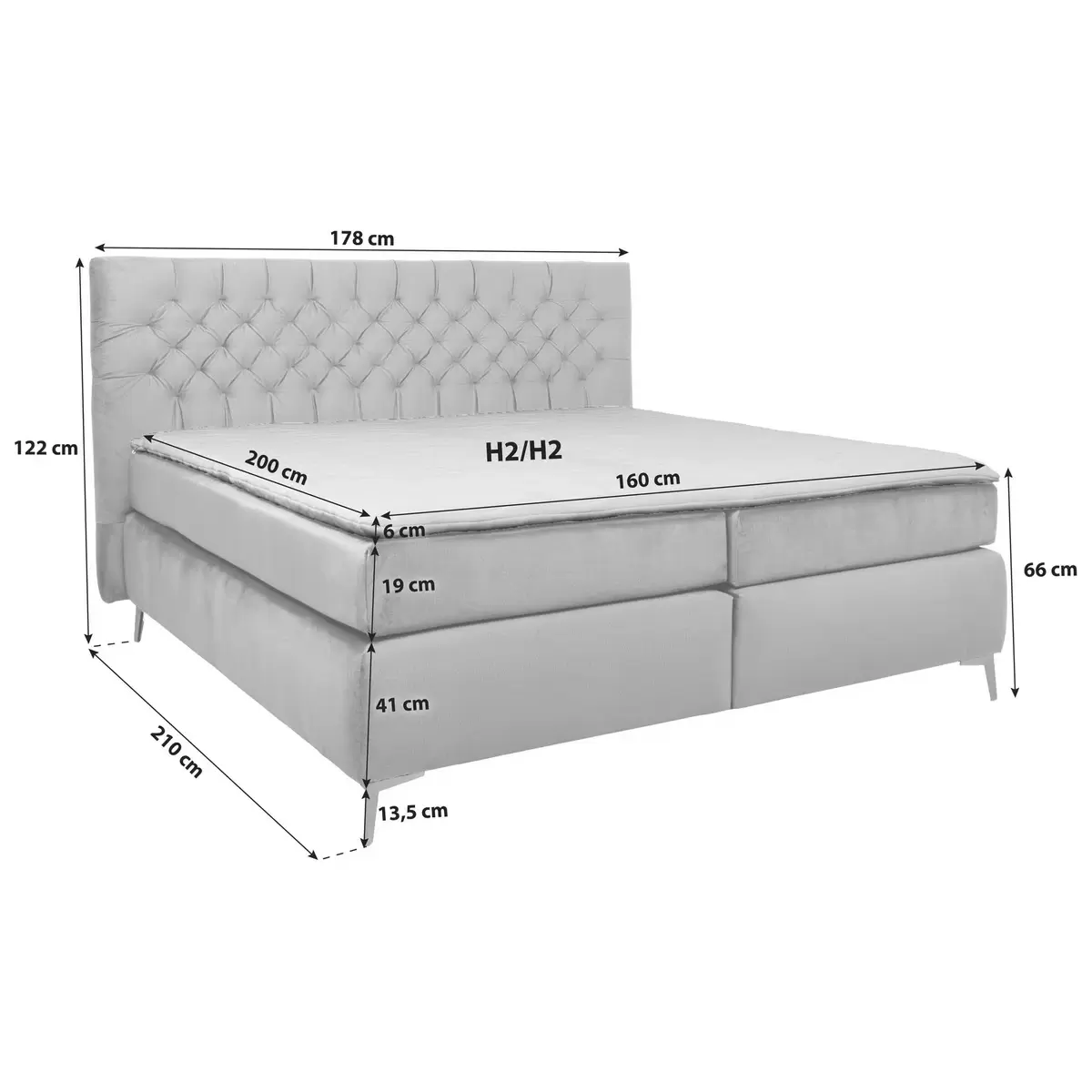Boxspringbett Oftringen 160 x 200 Schwarz