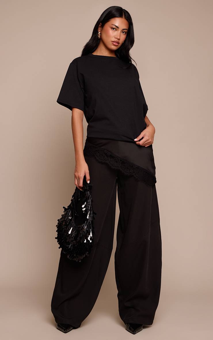 Noir Pantalon Ballon Tissé À Détails De Coutures