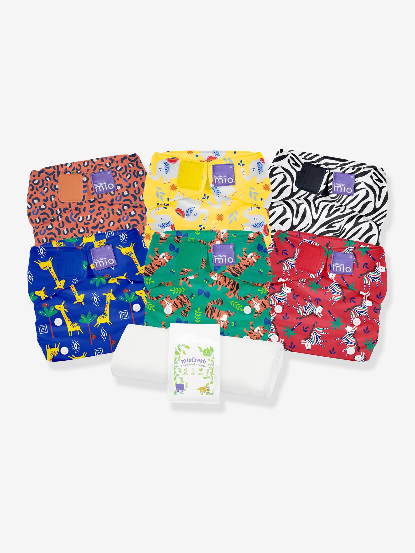 Pacote Miosolo de pañales reutilizáveis BAMBINO MIO naranja médio estampado