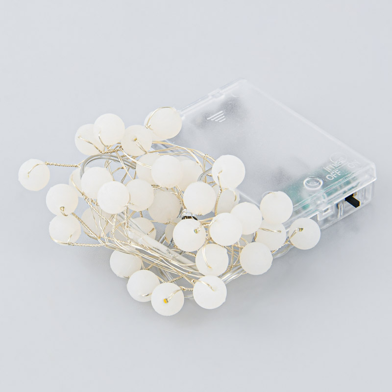 Guirlande perles 40 led blanc chaud