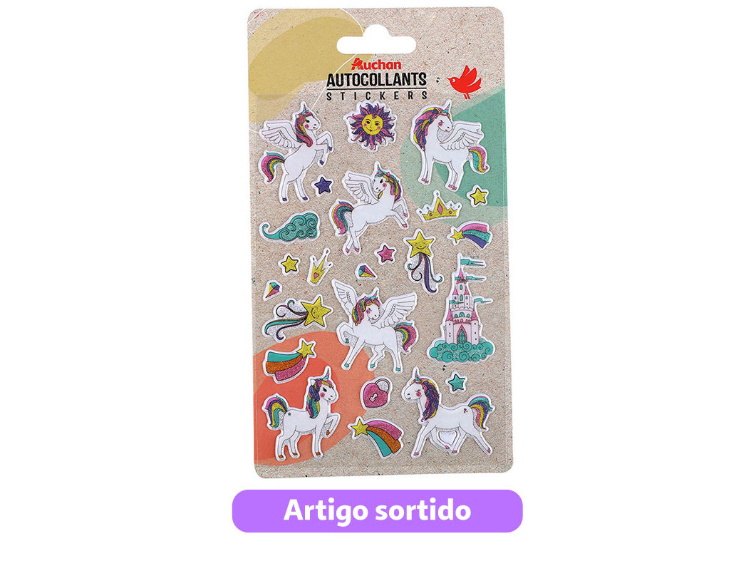 STICKERS GLITTER AUCHAN MODELOS SORTIDOS