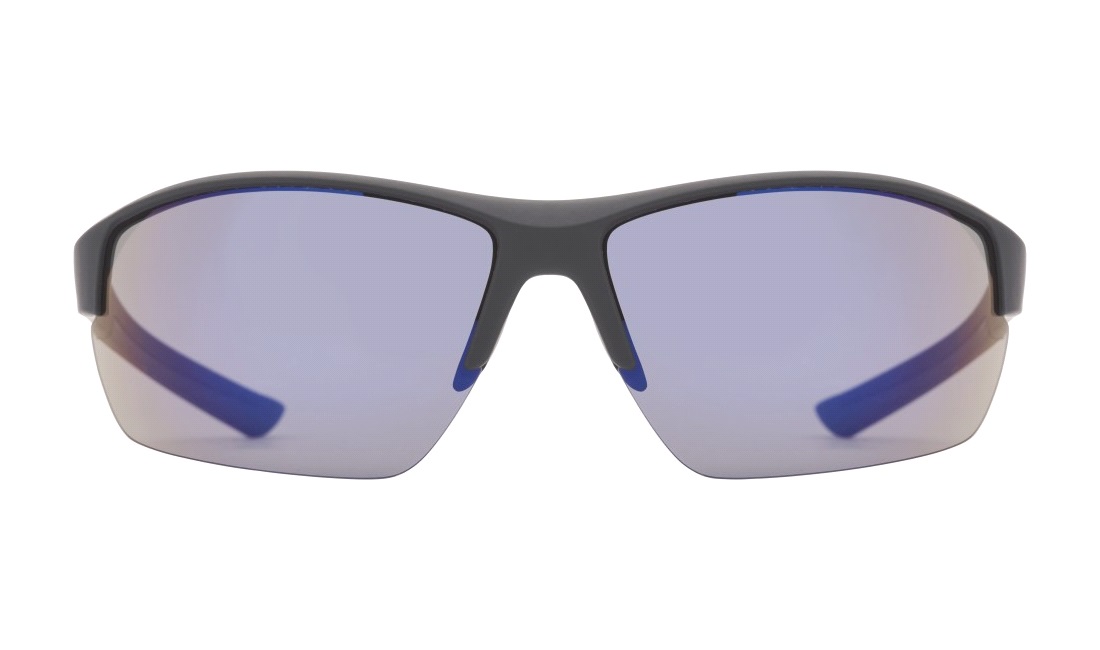 Solbrille mat sort med blå glas