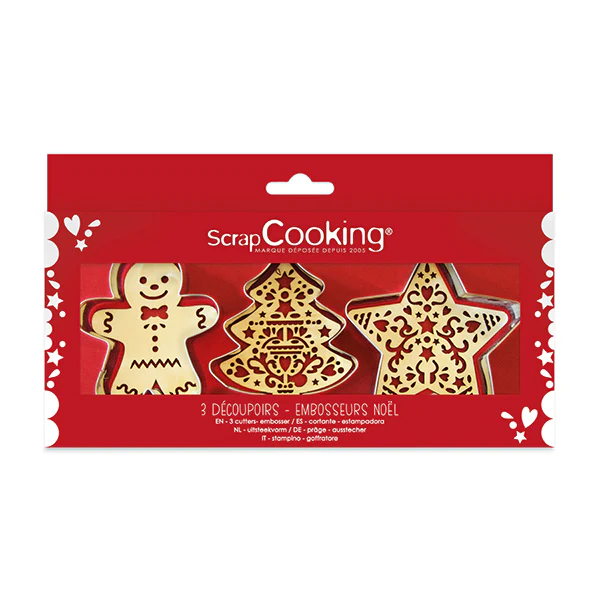 3 emporte-pièces et embosseurs Noël Scrapcooking