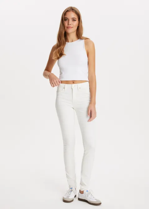 Rose mid rise skinny jeans wit (WIT)