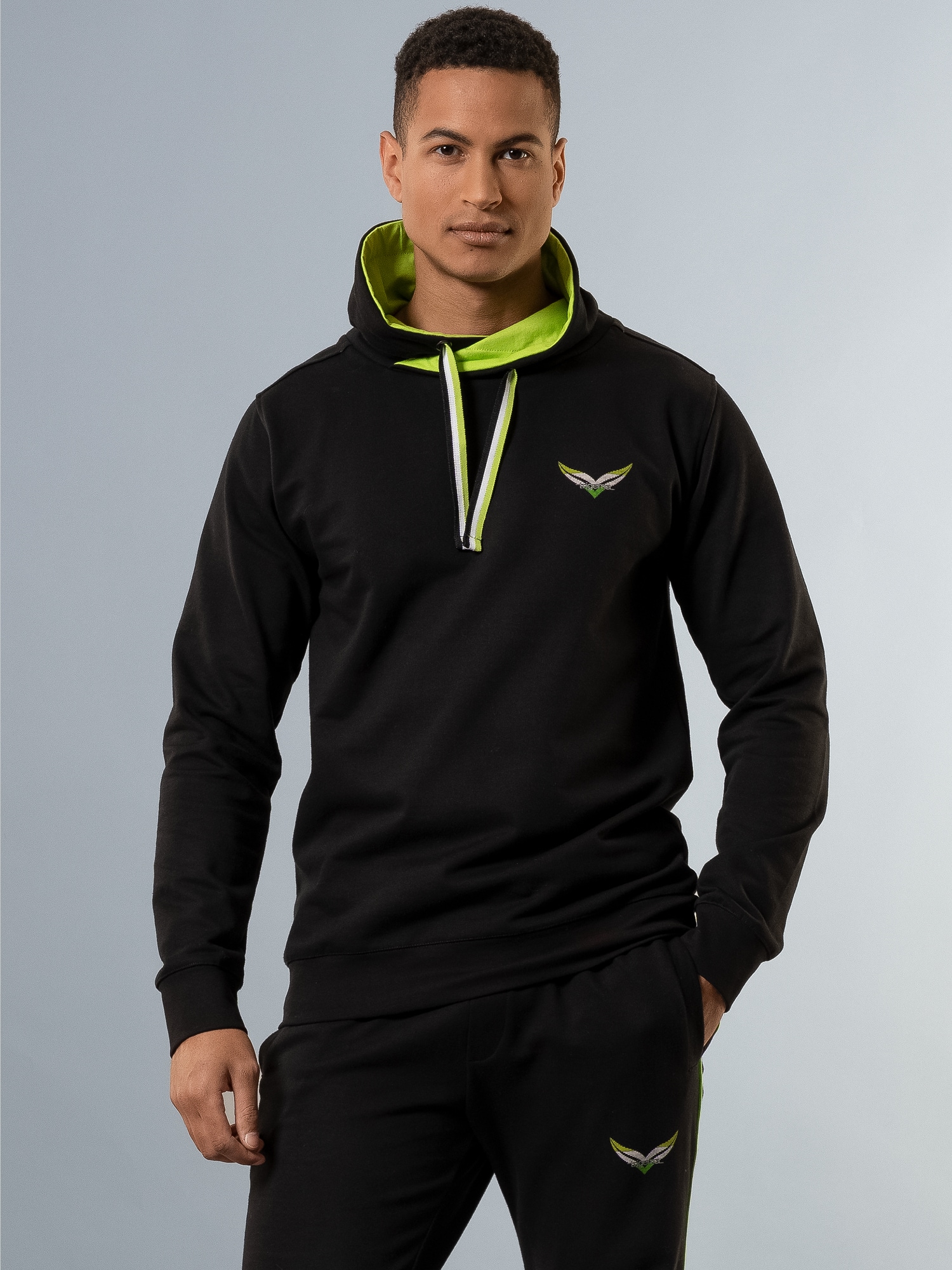 Sweatshirt mit kontrastfarbigen Details Schwarz