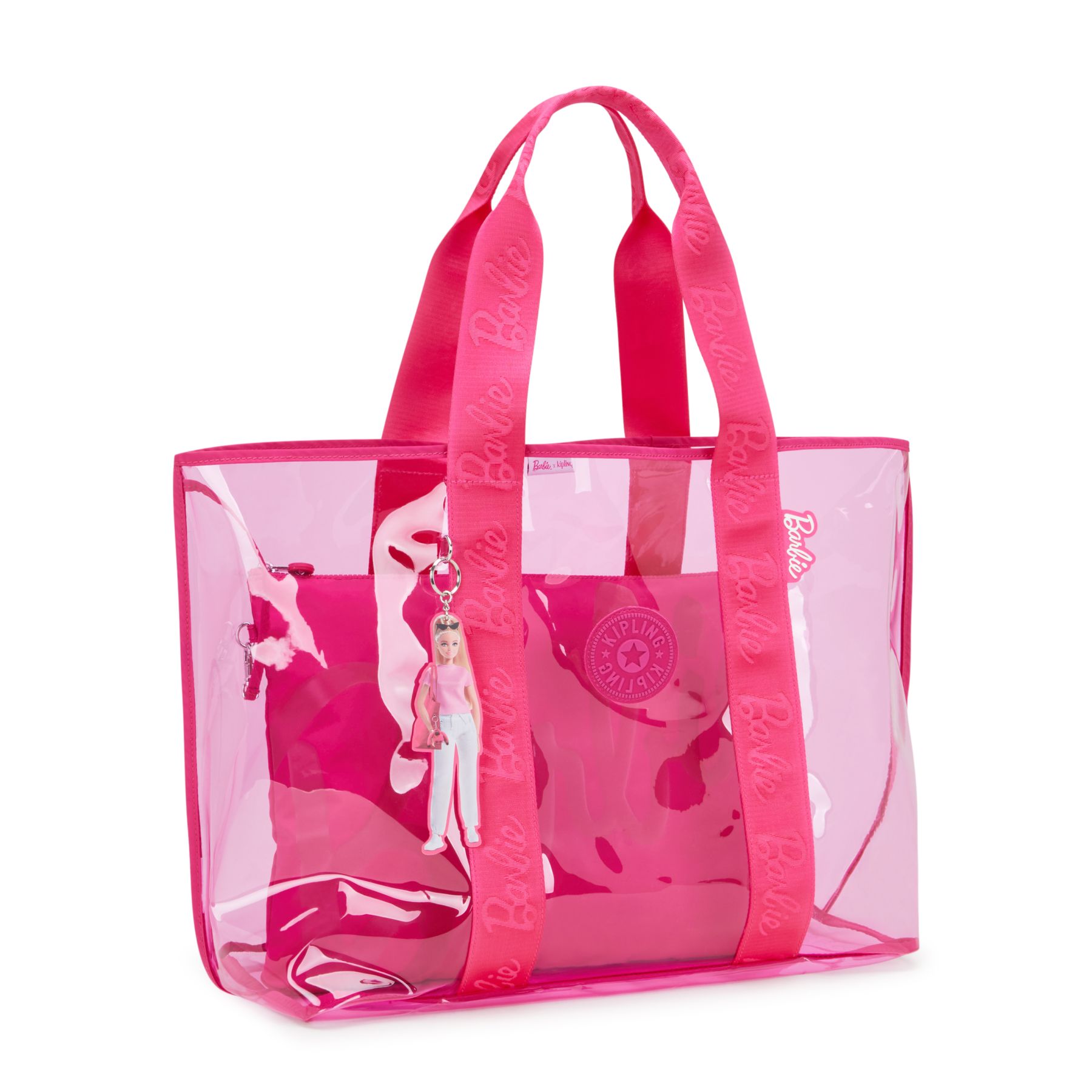 JACEY XL Grand sac fourre-tout transparent Barbie™ avec pochette intérieure zippée - Power Pink Transpant
