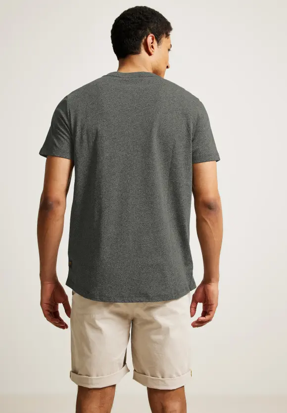Long T-Shirt mit Brusttasche - forest green melange