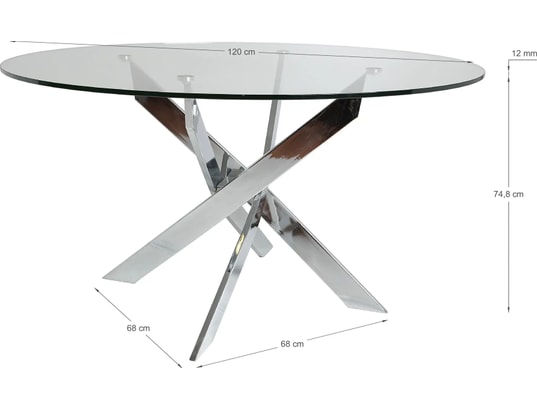 CONCEPT1 - Table Ruth 120 x 120 x 76 cm pied chromé