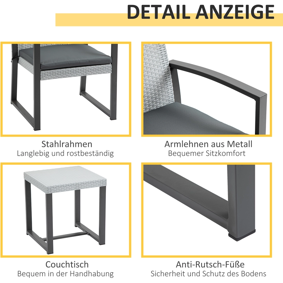 Outsunny Gartenmöbel-Set bestehend aus 3 Teilen bunt