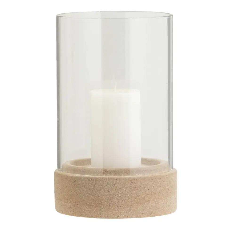 Kandelaar Nora beige keramiek 25,5x16 cm