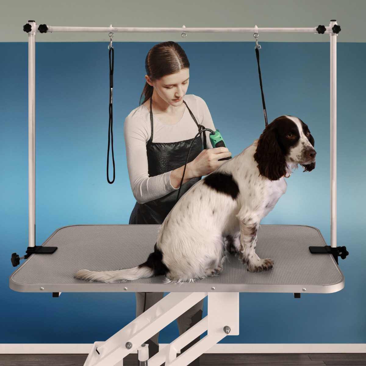 Mesa sanitária hidráulica branca - superfície cinza