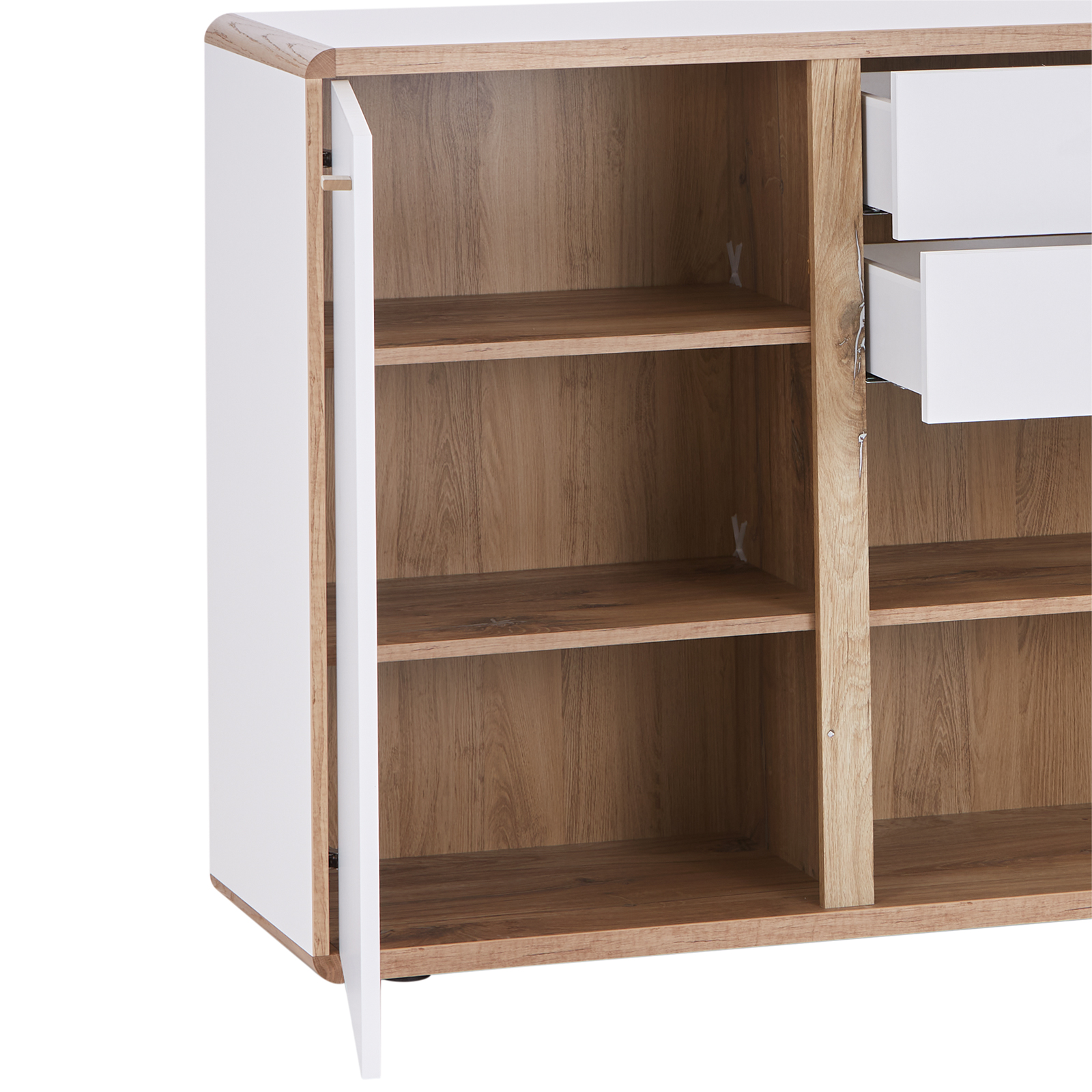 Sideboard - weiß - Flagstaff Eiche - teilmassiv - 158 cm
