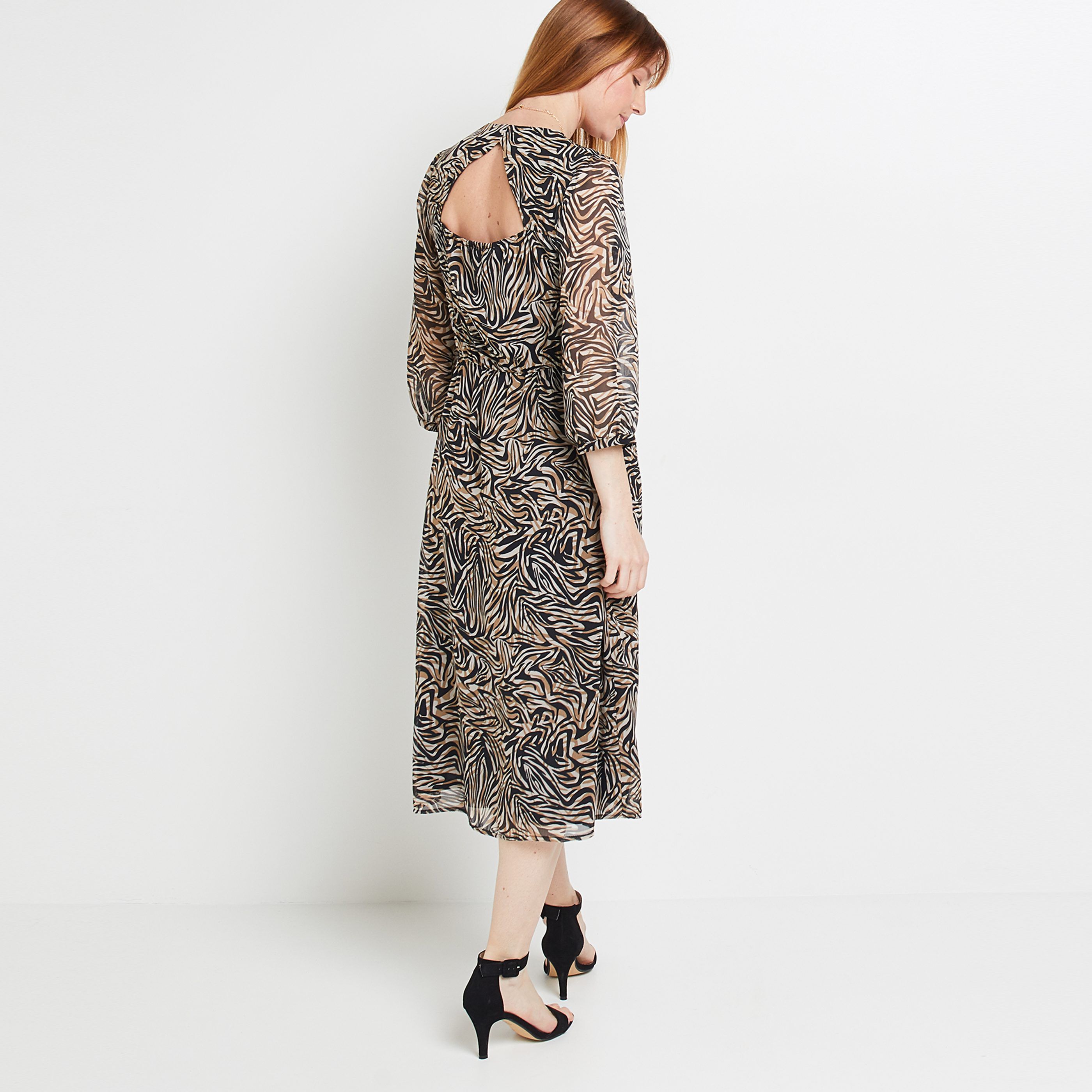 Robe longue imprimée femme - NOIR
