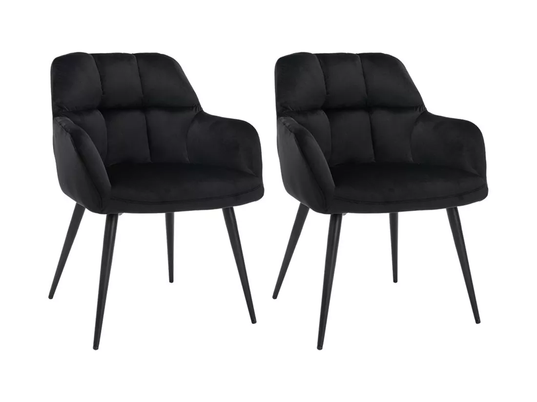 Lot de 2 chaises avec accoudoirs - Velours et métal - Noir - PEGA de Pascal MORABITO