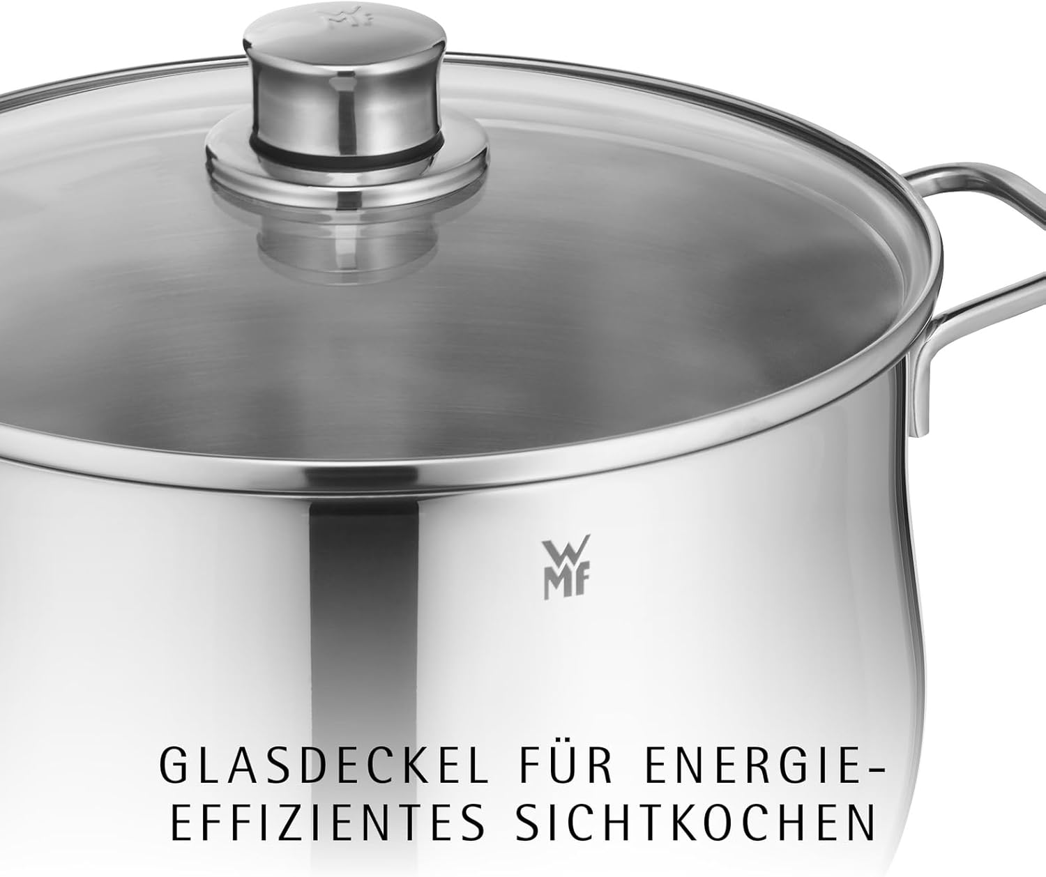 WMF Diadem Plus Topfset Induktion 5-teilig, Kochtopf Set mit Glasdeckel, Cromargan Edelstahl poliert, Induktions Töpfe Set unbeschichtet
