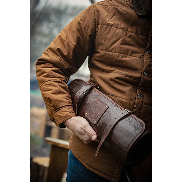 Trousse à couteaux artisanale en cuir 5 emplacements chocolat Witloft