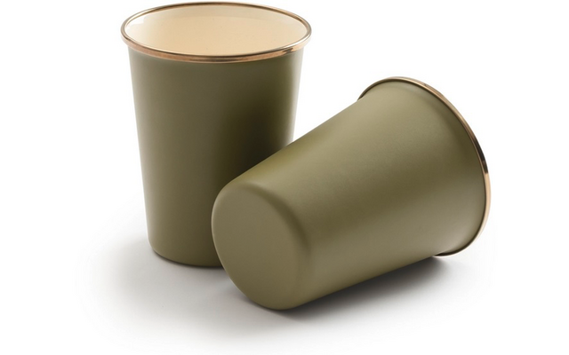 Barebones Enamel  emailliertes Becher Set 2 teilig olive