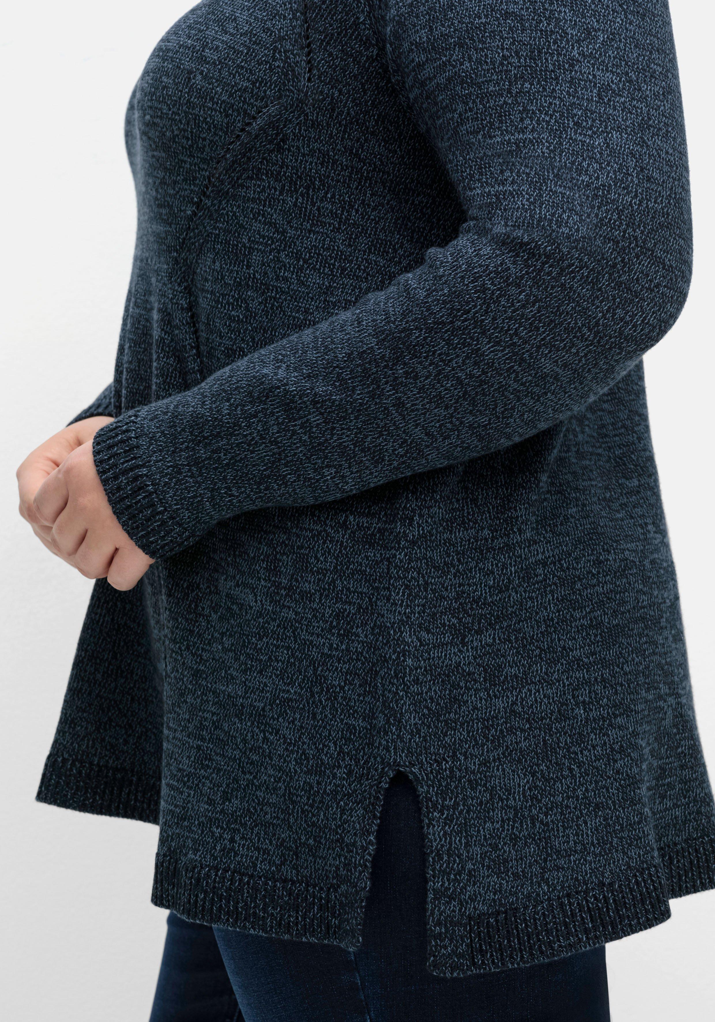 Melierter Pullover in A-Linie, flauschige Qualität