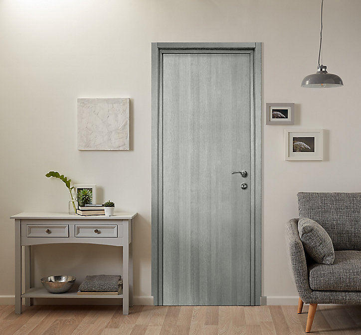 Bloc-porte Exmoor gris H.204 x l.83 cm, poussant gauche