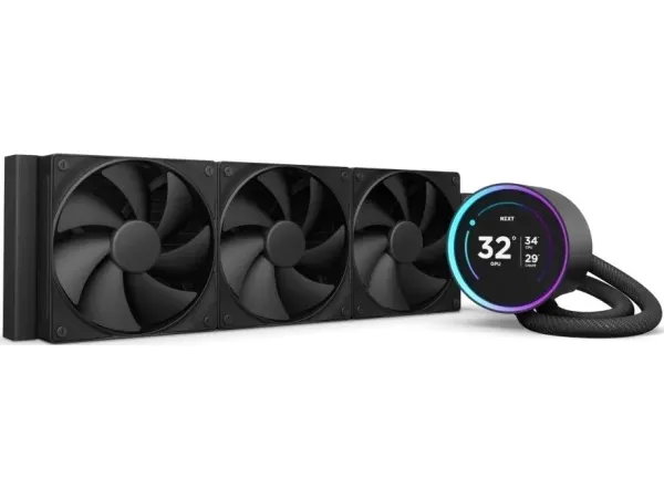 NZXT Kraken Elite 360 - Processors flydende kølesystem - med LCD-display - Radiatorstørrelse: 360 mm - (for: LGA1851, LGA1700, LGA1200, LGA115x Socket, AM4, AM5) - kobber - 120 mm - mat sort