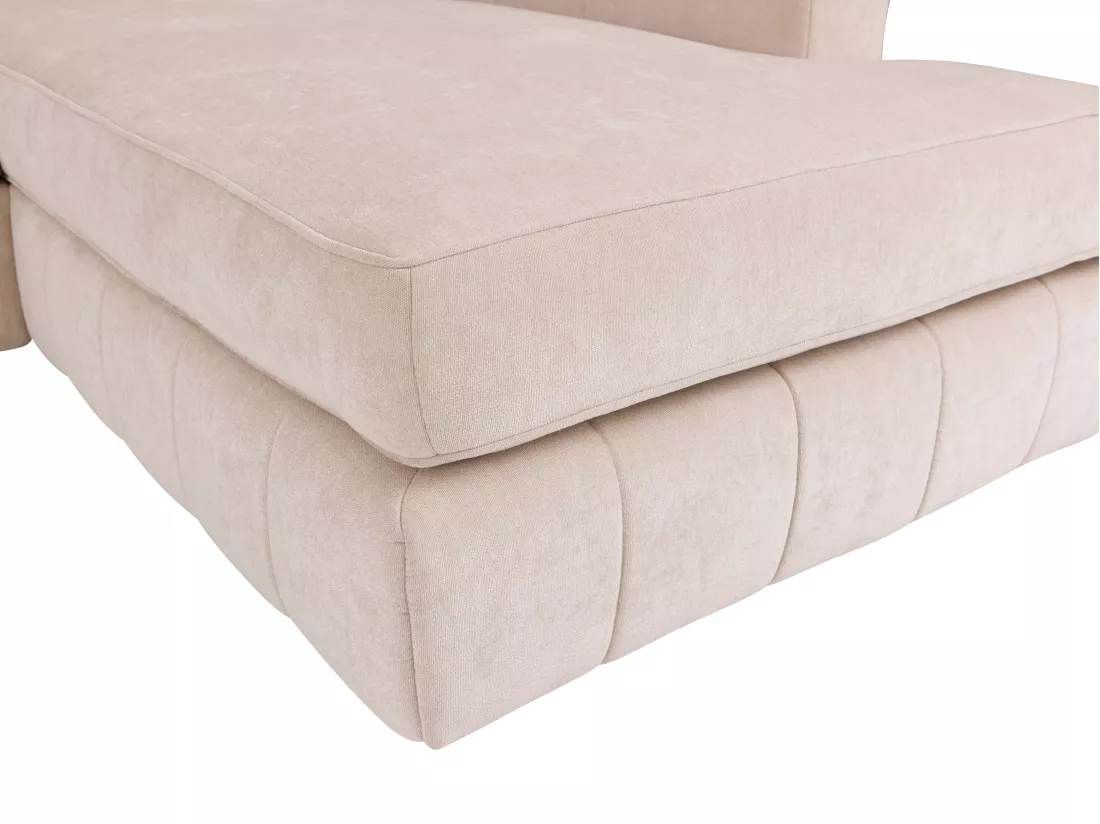 Grand canapé d'angle droit panoramique en tissu beige BERGOTA