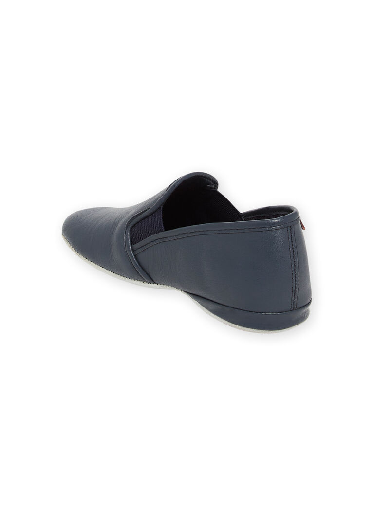 Pantoufles en cuir bleu marine enfant garçon