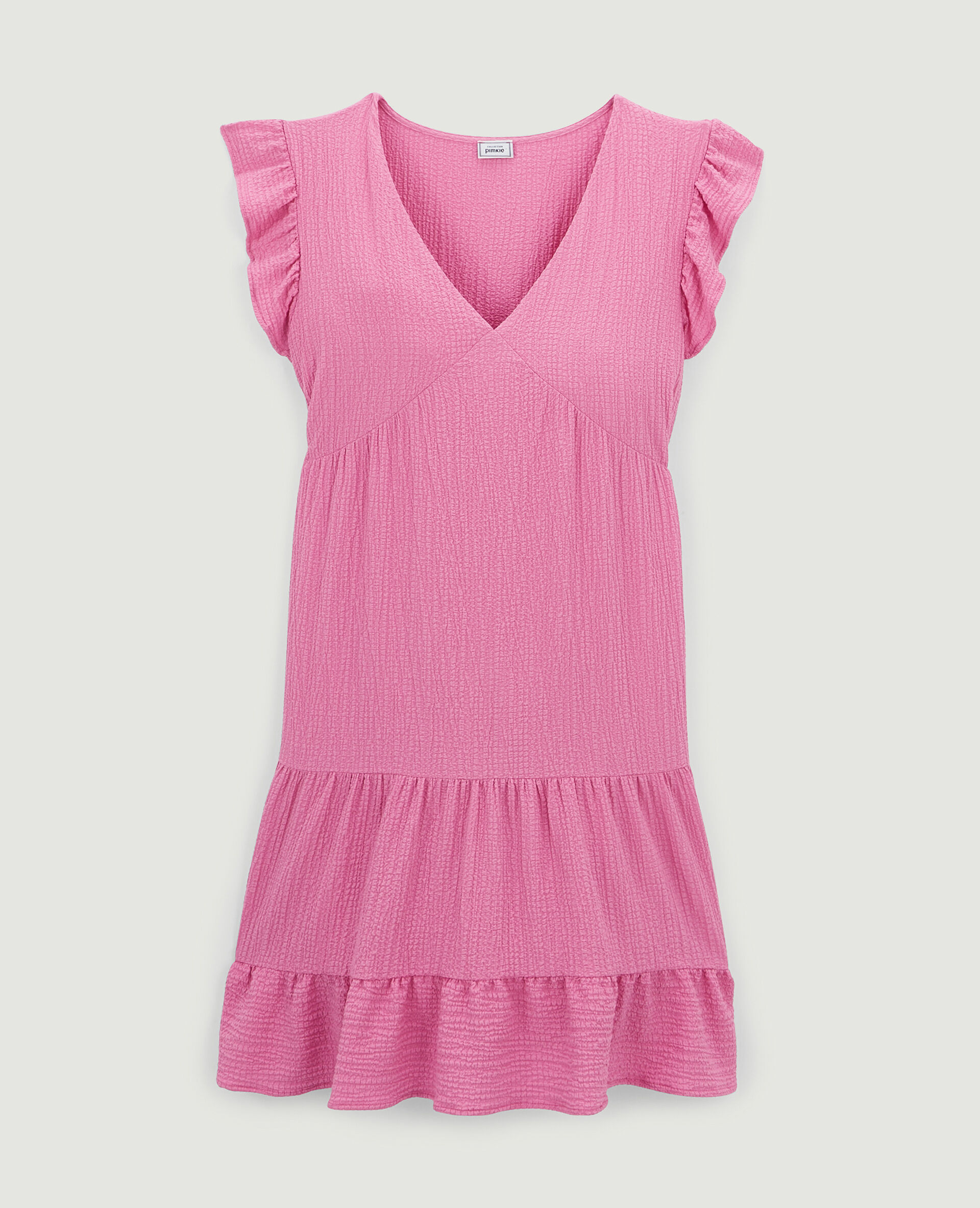 Robe courte tissu gaufré - Rose