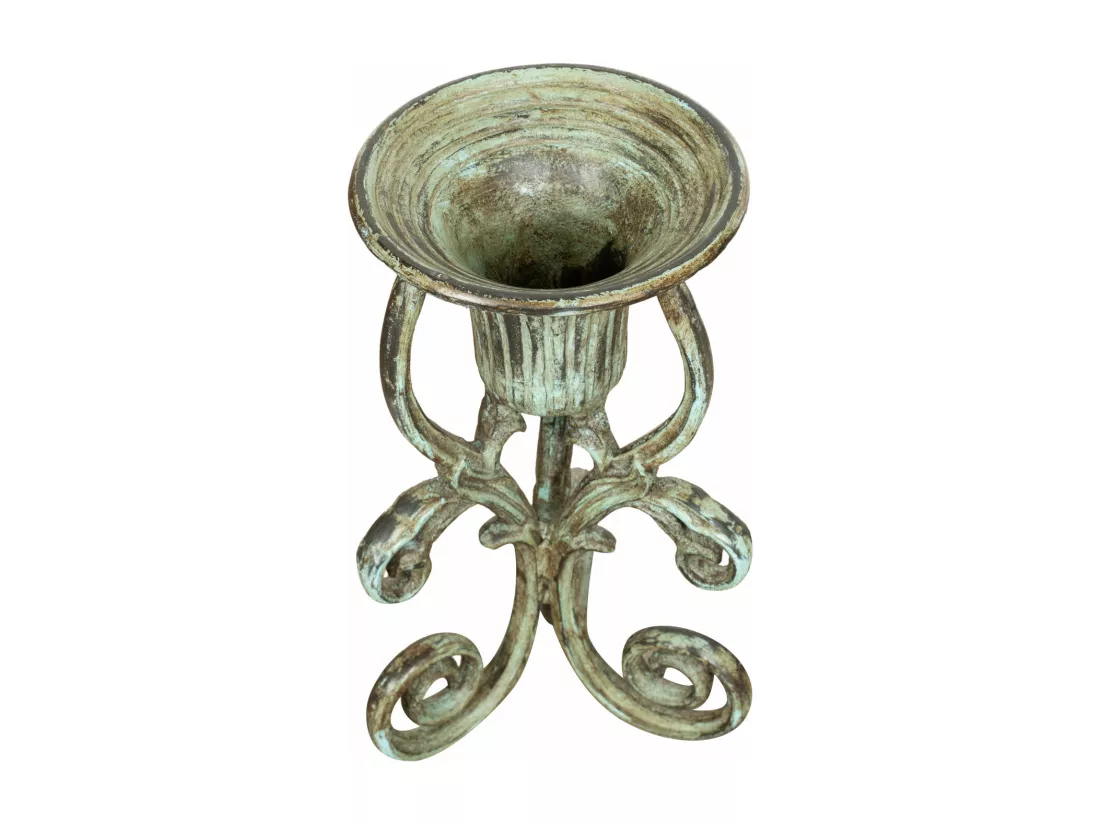 BISCOTTINI Support de Plantes - Fonte avec Finition Antique - Porte-Fleurs - Intérieur et Extérieur - Jardinière - Jardin - Salon - Salle à Manger - Présentoir - Décoratif - 23x23x42 cm
