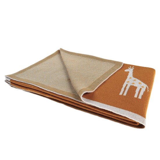 Tiga, Stegi & Ops Couverture tricot en jacquard BIO   Ocre        75 x 100 cm   de               Noukies