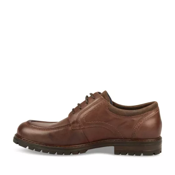 Derbies MARRON DENIM SIDE CUIR