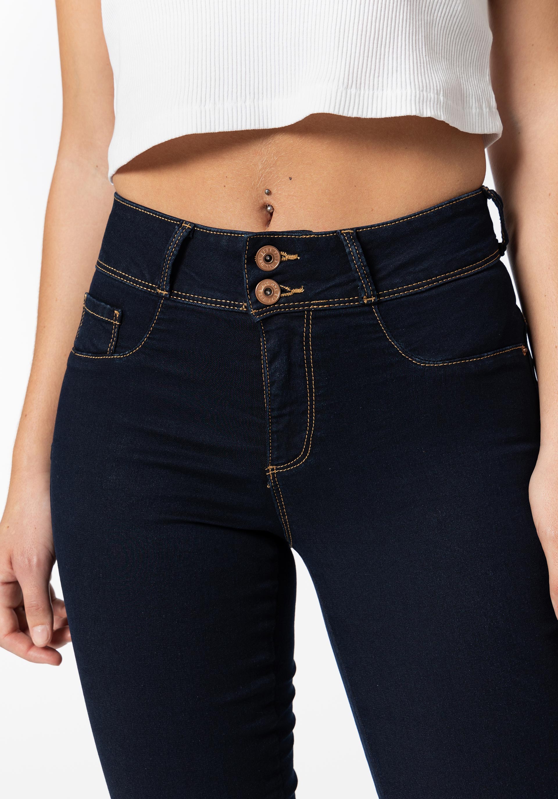 Jeans One Size Skinny Silhouette Cintura Alta