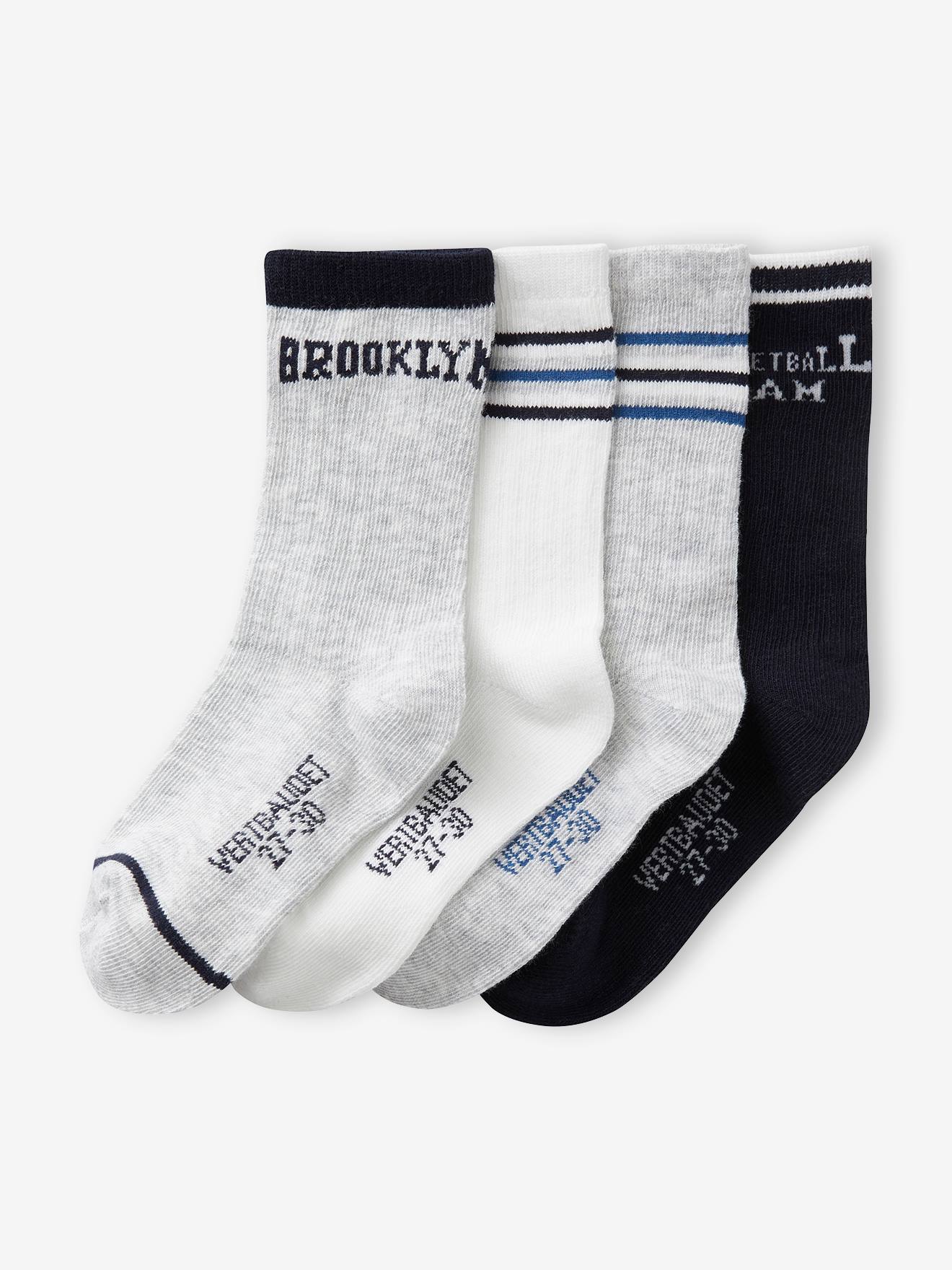Pacote com 5 pares de meias esportivas cinza para meninos