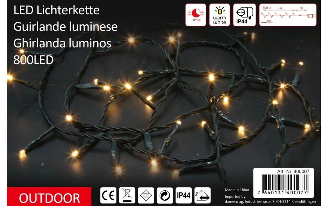 LED-Lichterkette 800 LED, 48 m, OutdoorLED Weihnachts-Lichterkette