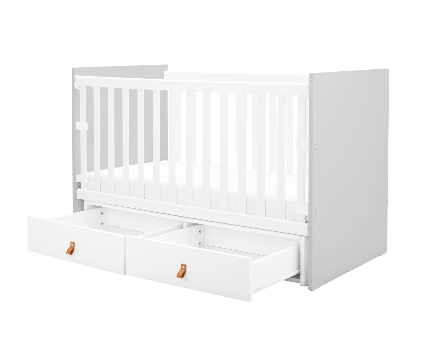 Kikkaboo Babybett Hollee Gitterbett 120 x 60 cm Schwingfunktion, 2 Schubladen grau