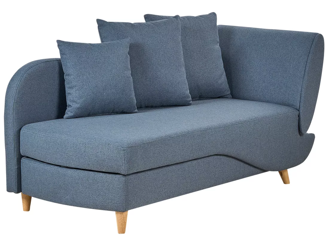 Chaise longue côté droit en tissu bleu MERI II