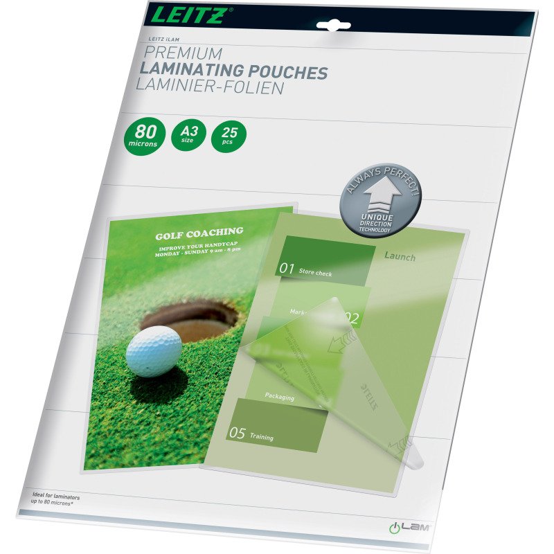 Pochettes de plastification Leitz iLAM A3 2 x 80 µ brillantes - Boite de 25