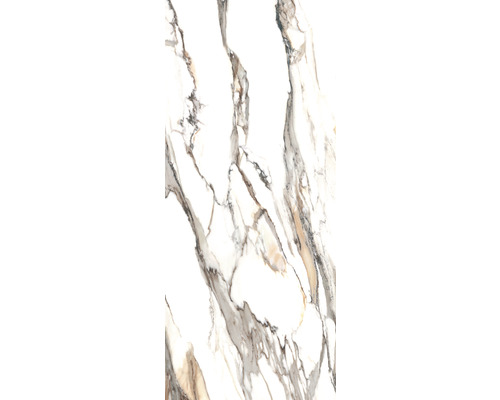 Porseleinen steengoed wand- en vloertegel Calacatta 279,7 x 119,7 x 0,6 cm goud mat gerectificeerd