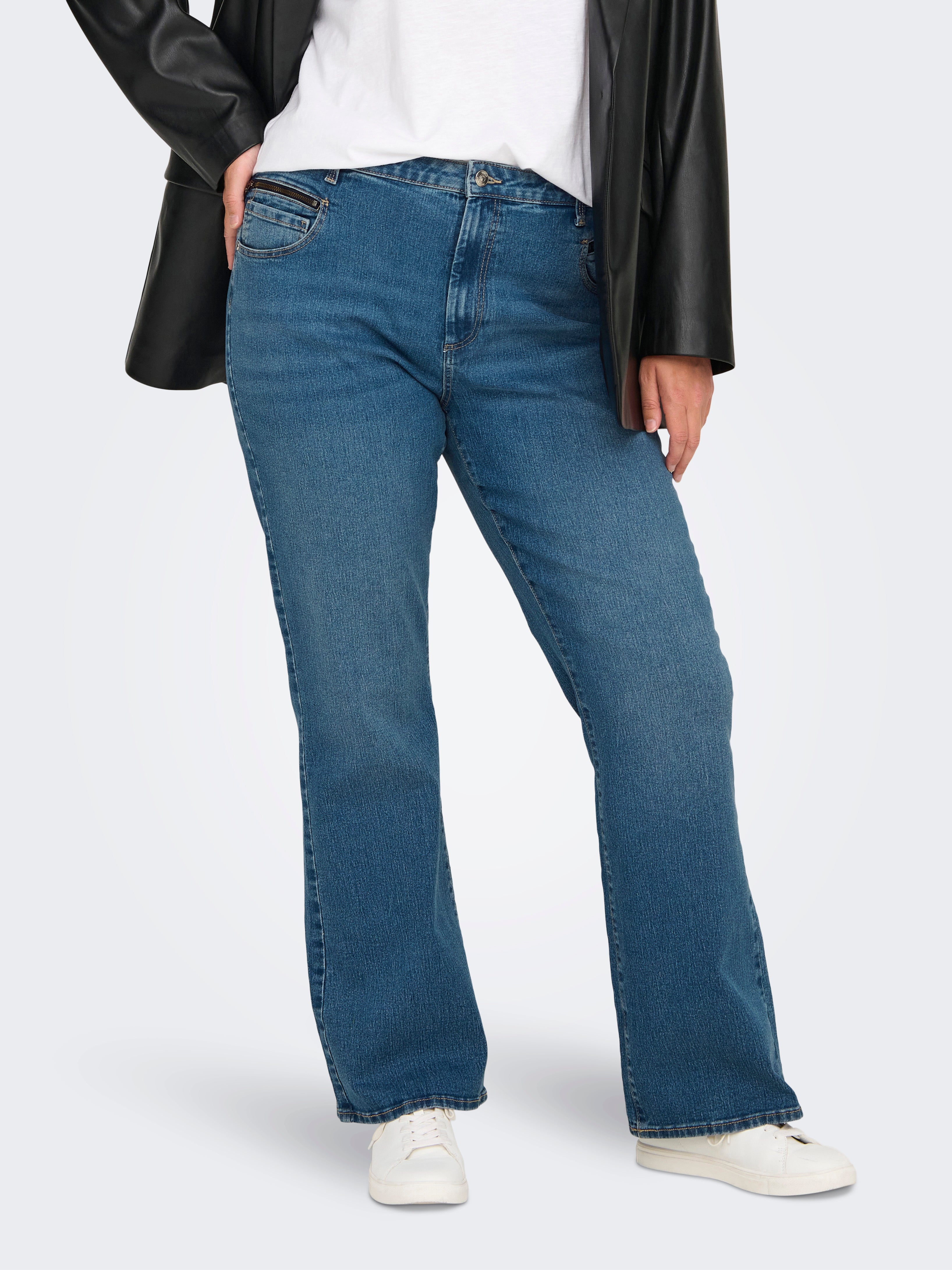 CARSANDRA Hohe Taille Ausgestellt Jeans Medium Blue Denim