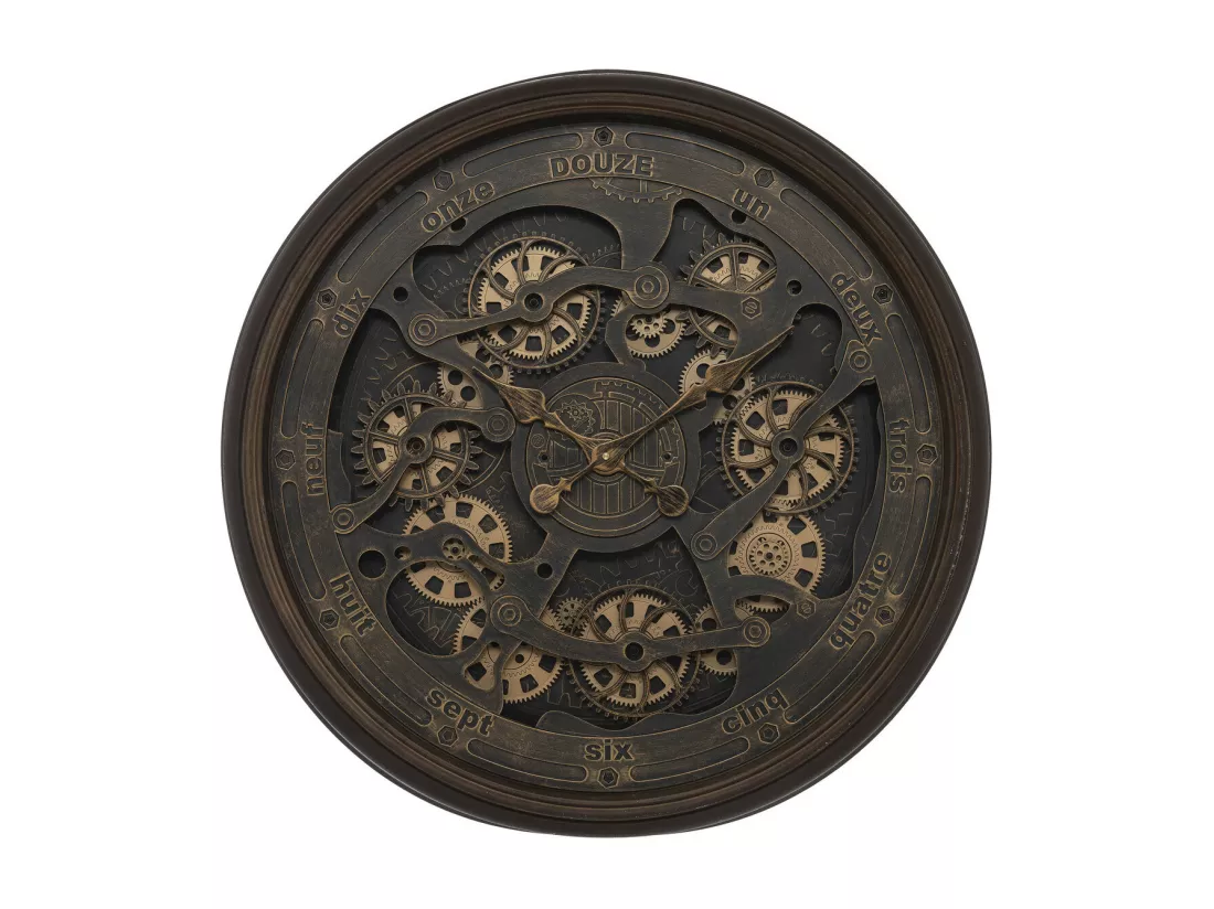 Grande Pendule murale rouages apparents et aiguilles à l'ancienne D 76 cm rétro & vintage