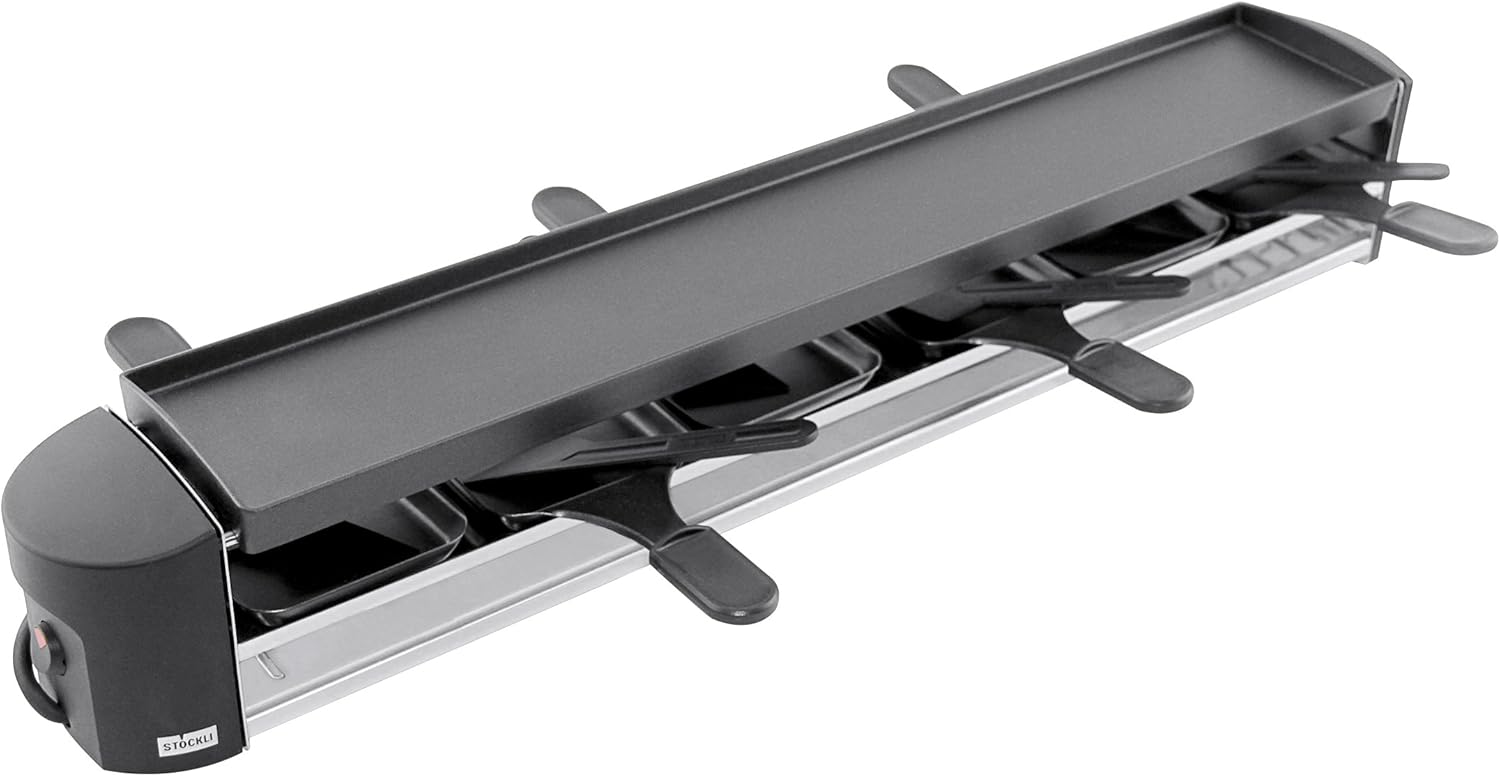 Stöckli Cheeseboard Six Raclette Grillgerät 6 Portionen, antihaft versiegelte Grillplatte, Raclettepfännchen antihaft