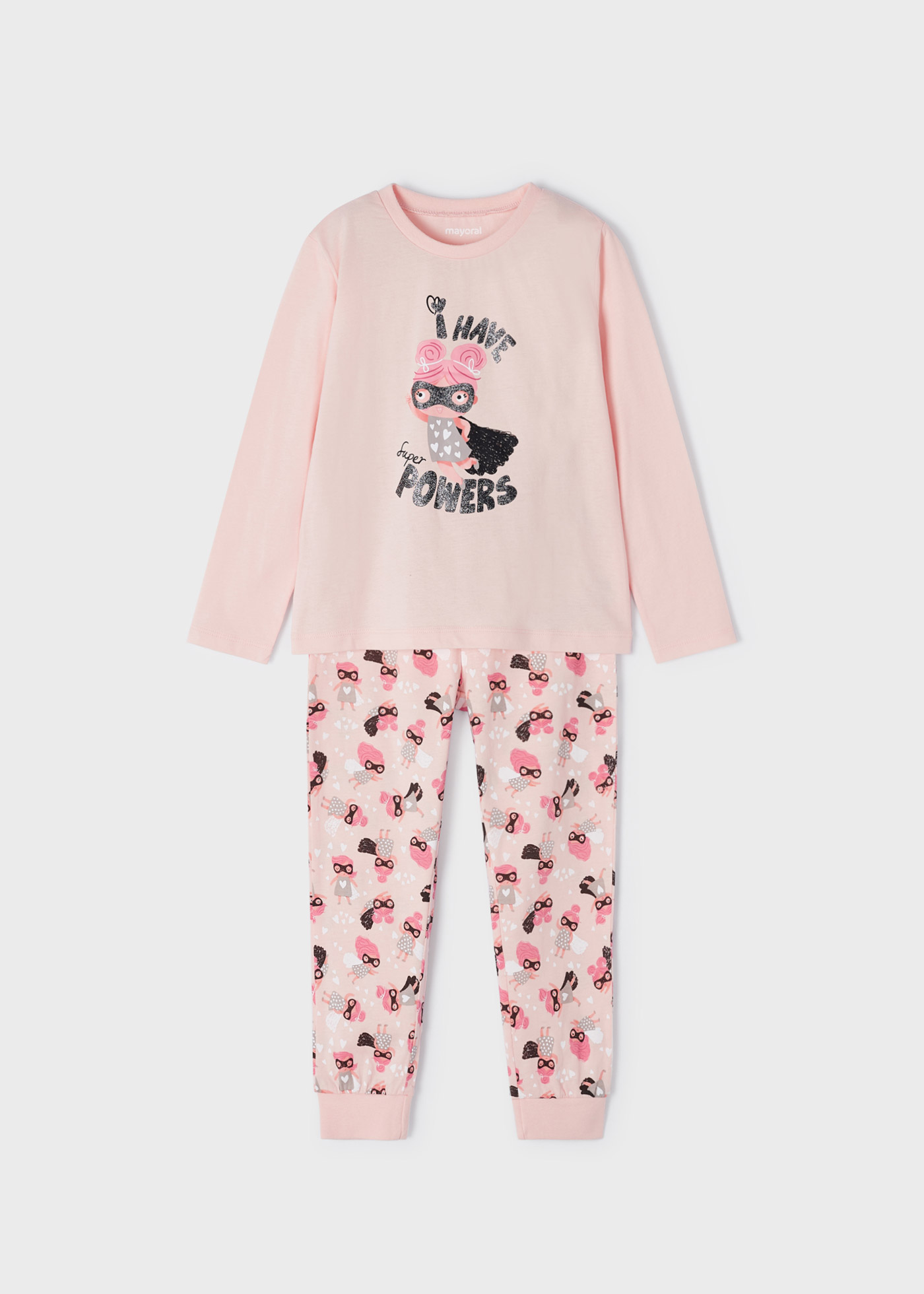 Pijama comprido de algodão sustentável para meninas