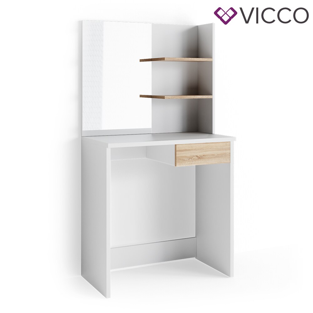 Vicco Schminktisch Dekos Frisiertisch Frisierkommode Kosmetiktisch Weiß Eiche