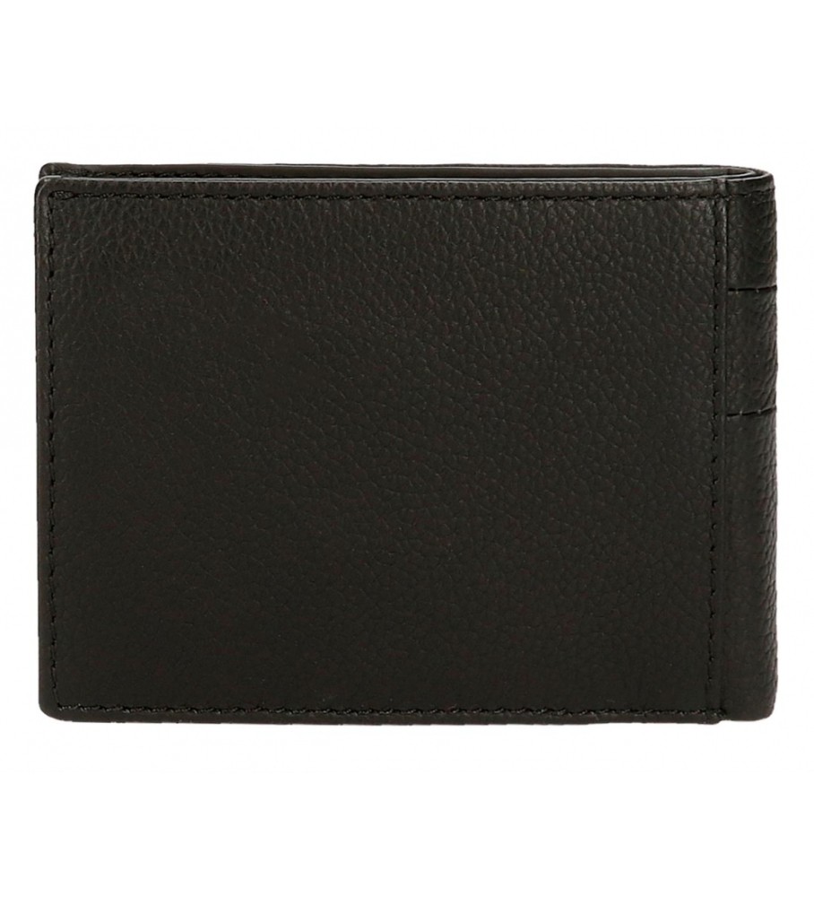 Carteira Pepe Jeans Checkbox em couro preto