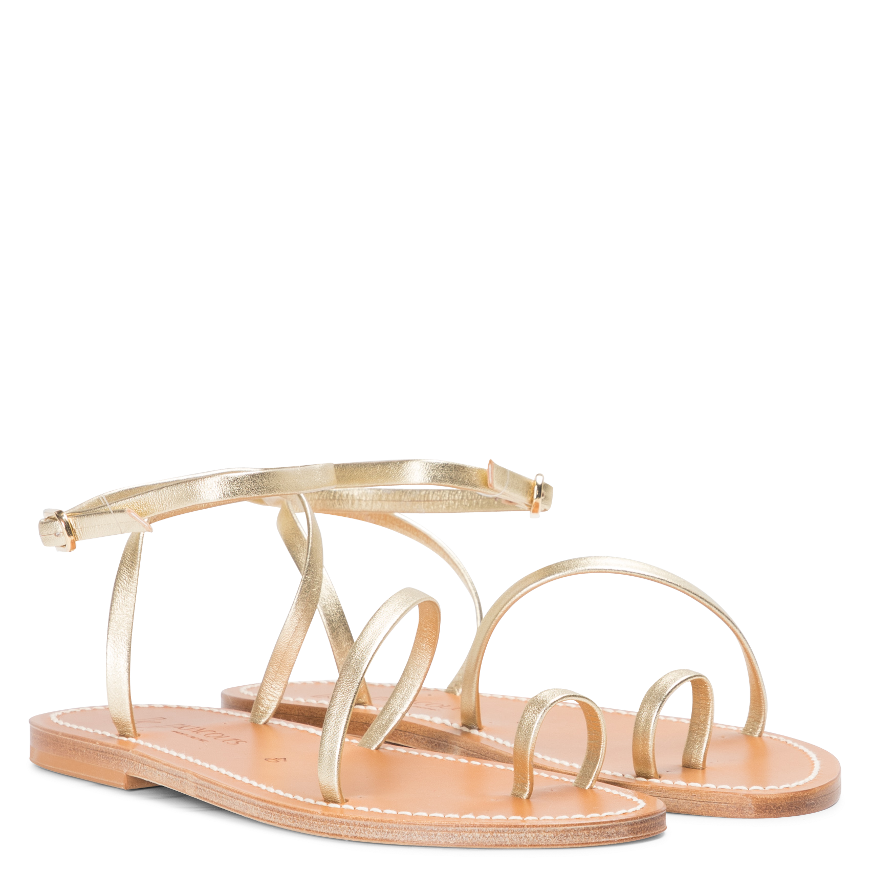LOKI - Sandales plates en cuir métallisé | Doré