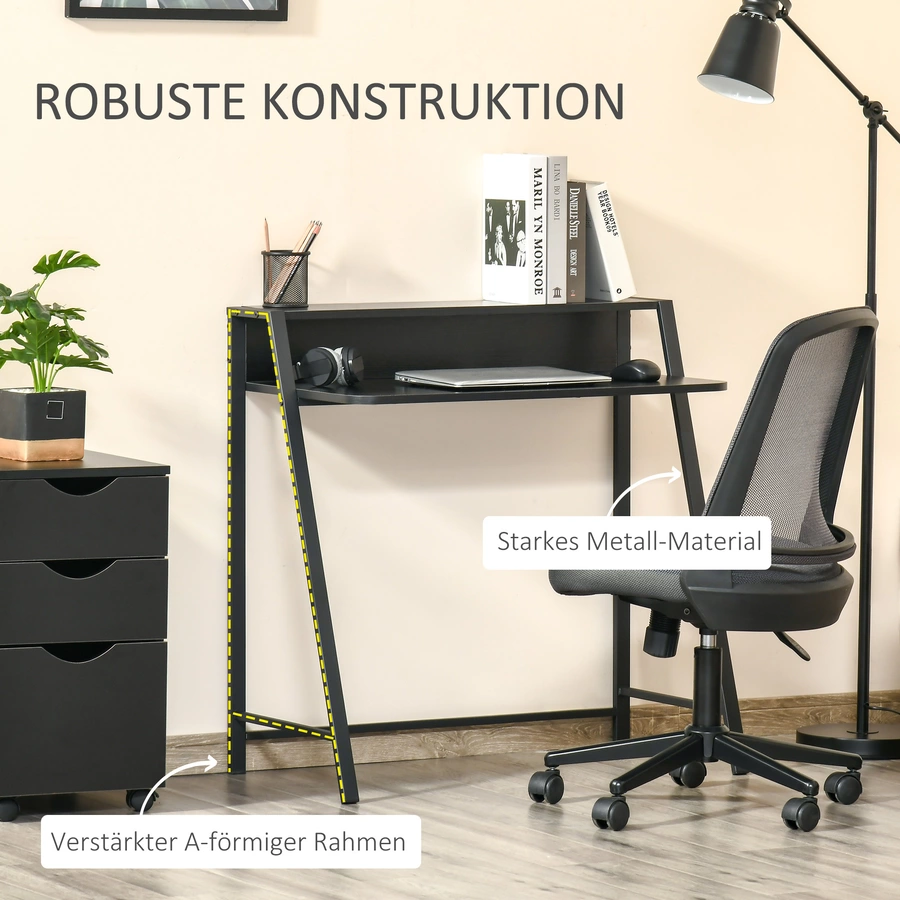 HOMCOM Schreibtisch in Walnuss-Optik schwarz